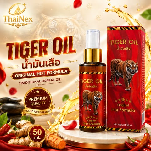 Tiger Oil Thai Traditional Herbal Hot Formula Massage Oil 50ml