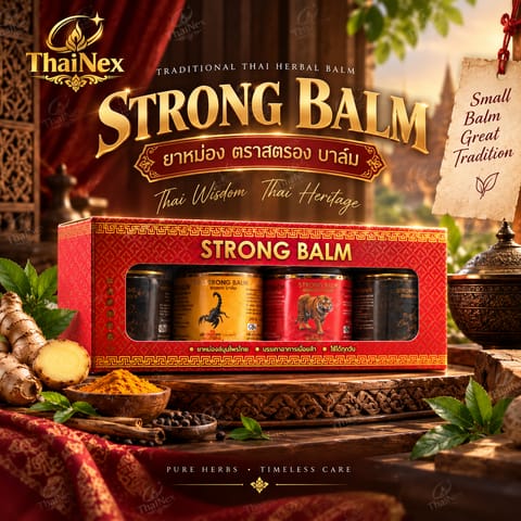 SEVEN Strong Balm Thai Herbal Massage Balm Gift Box Set – 4 Jars