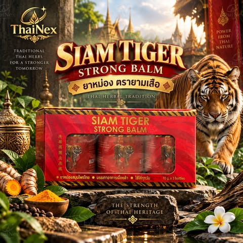 SIAM Tiger Strong Balm Thai Herbal Massage Balm Gift Box Set – 3 Jars