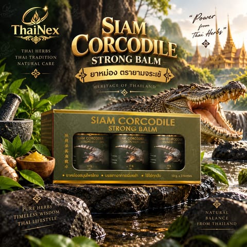 SIAM Crocodile Strong Balm Thai Herbal Massage Balm Gift Box Set – 3 Jars