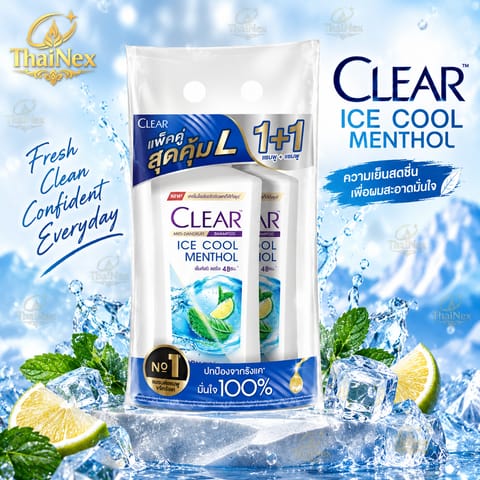 Clear Shampoo Anti-Dandruff Ice Cool Menthol 350 Ml ( 1+1)