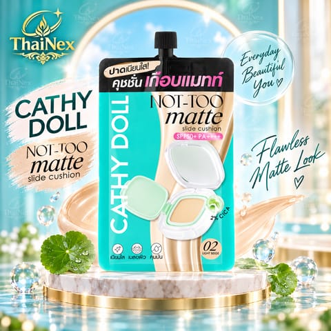Cathy Doll Not-Too Matte Slide Cushion SPF50+ PA++++ 6g. 02 Light Beige
