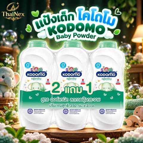 Kodomo Organic Aloe Vera Baby Powder 350g –  (Buy 2 Get 1 Free)