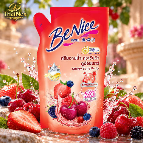 BeNice Shower Cream Cherry Berry Purify Refill 400ml 