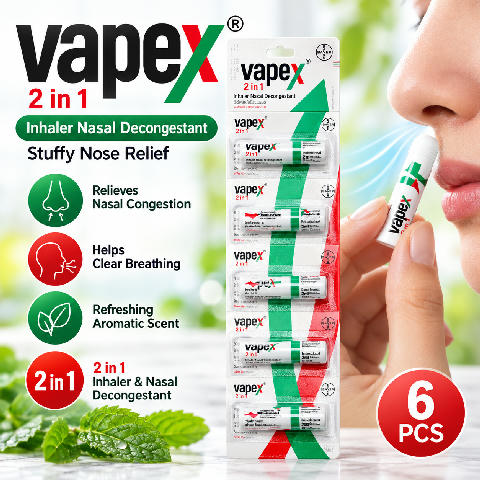 Vapex 2-in-1 Inhaler 2ml – 6-Piece Pack