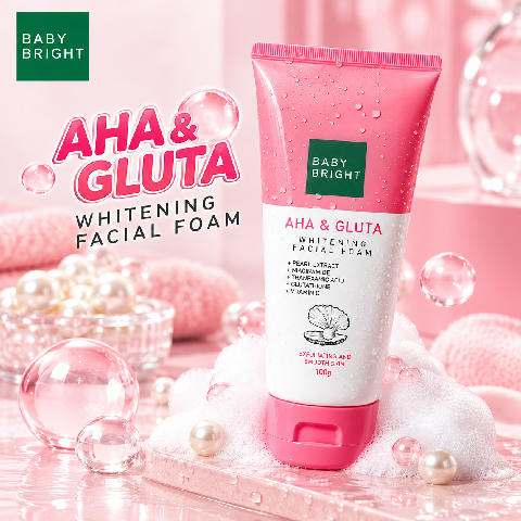 Baby Bright AHA & Gluta Whitening Facial Foam 120g