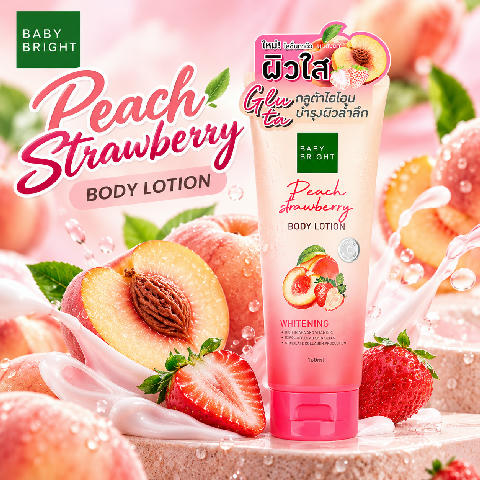 Baby Bright Peach Strawberry Body Lotion Whitening 160ml