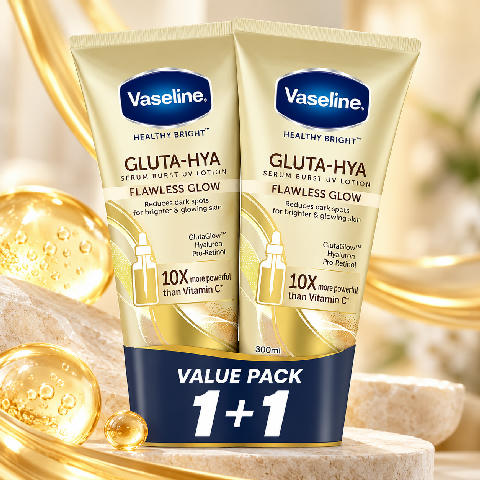 Vaseline Gluta-HYA Serum Burst UV Lotion Flawless Glow 290ml (1+1)
