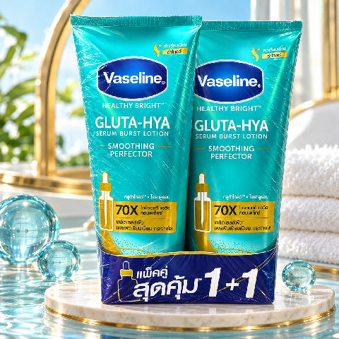 Vaseline Gluta Hya Serum Healthy Bright Burst Smoothing 300ml (1+1)