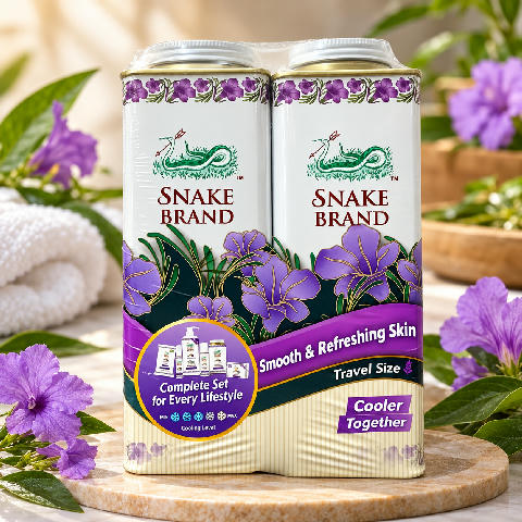 Snake Brand Prickly Heat Powder Lavender Cooling 280g Relaxing Talc ( 1+1)