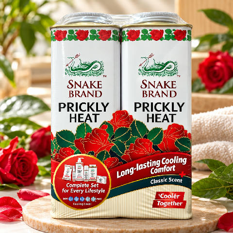 Snake brand prickly heat powder Classic Cooling Body Relief 280g (1+1)